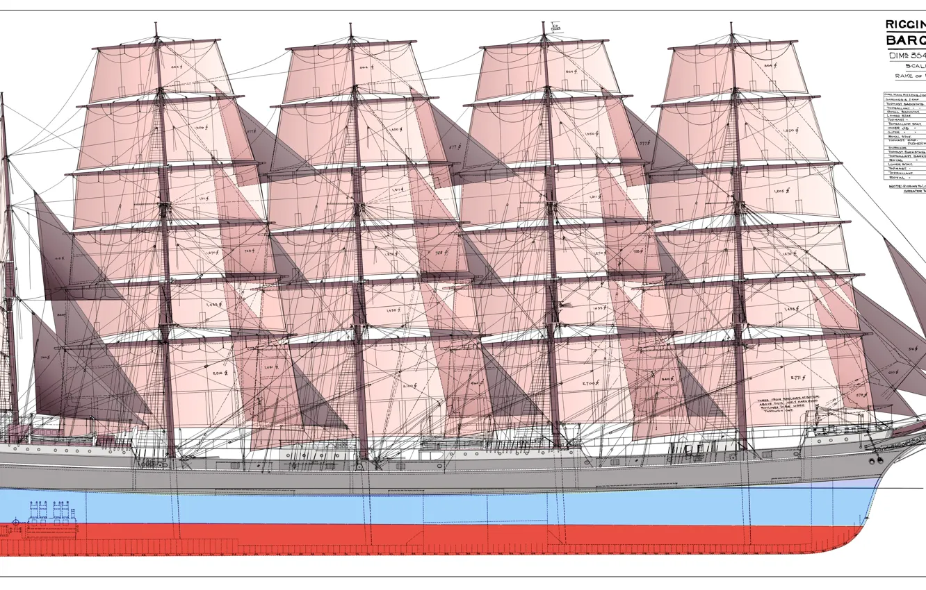 Photo wallpaper sailboat, scheme, rigging