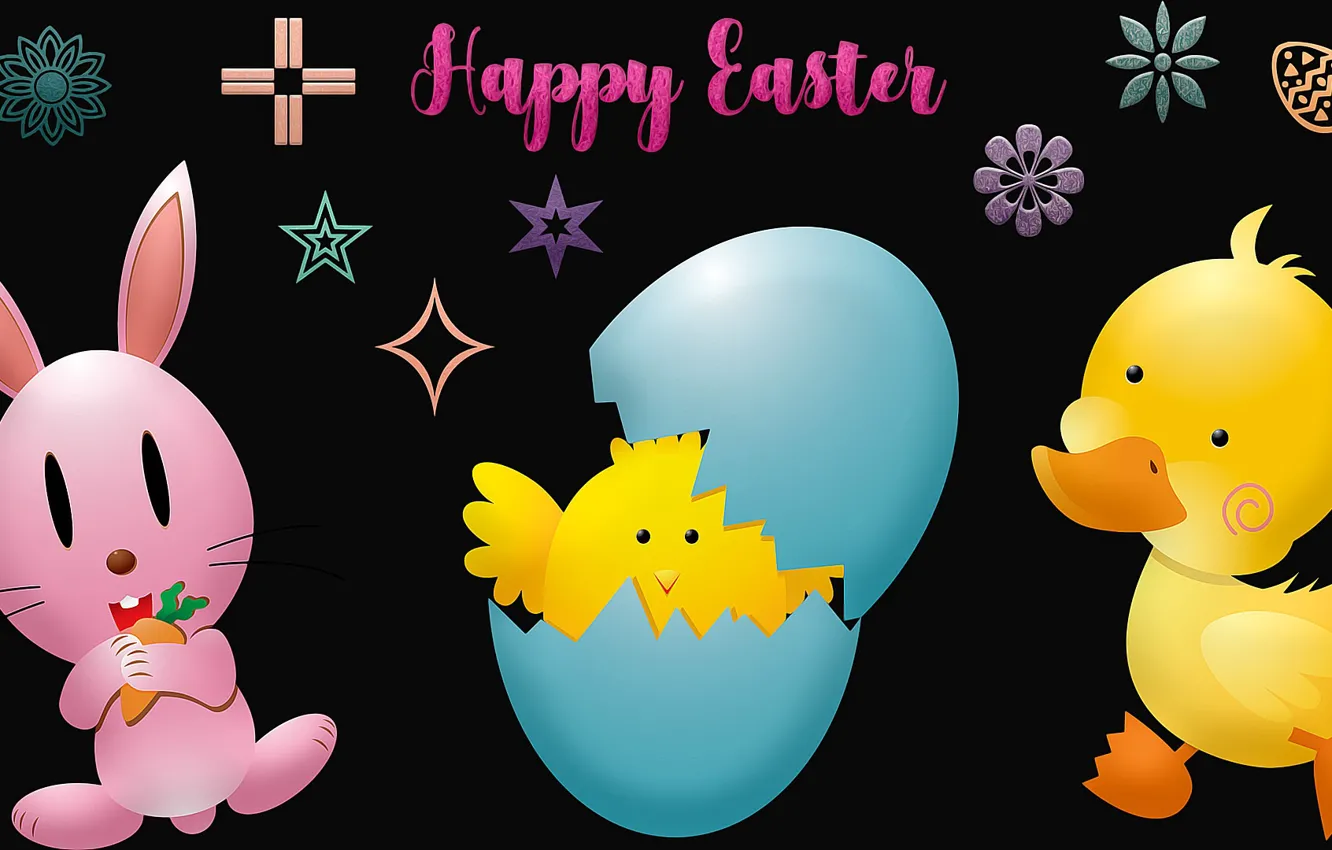 Photo wallpaper Easter, Zajązecek, Chicken, Duck