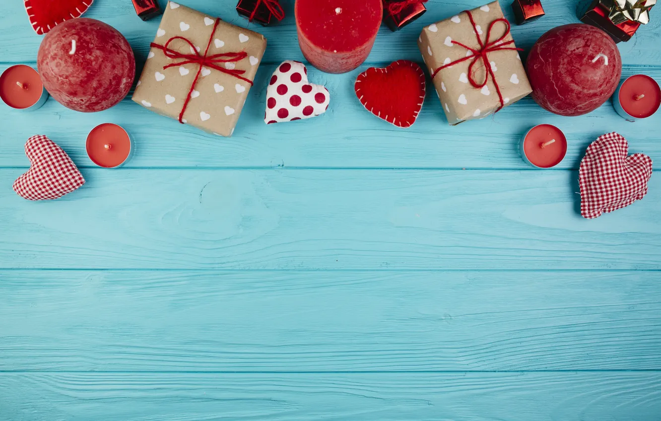 Photo wallpaper background, gift, blue, hearts, wood