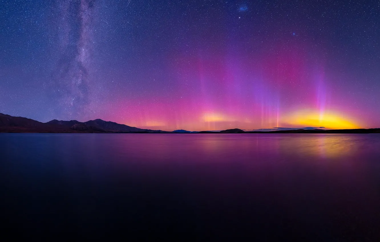 Photo wallpaper New Zealand, Aurora, nature, beautiful, ocean