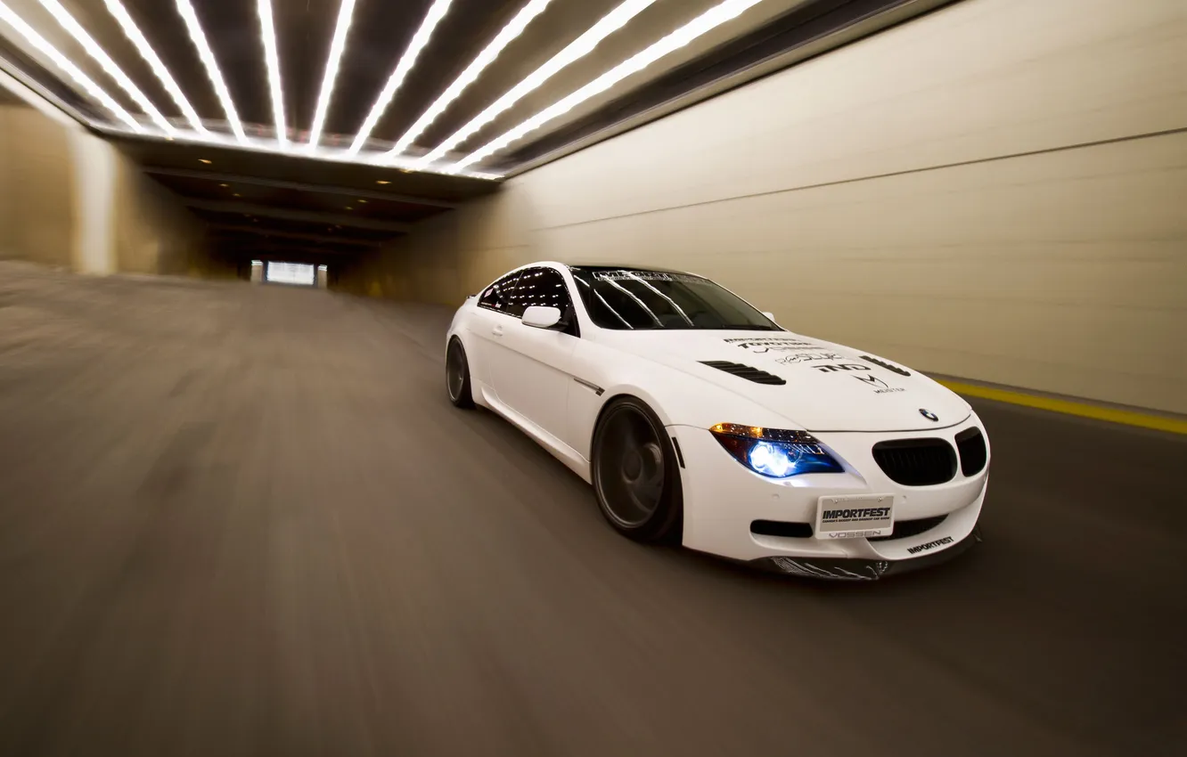 Photo wallpaper white, BMW, speed, BMW, the tunnel, white