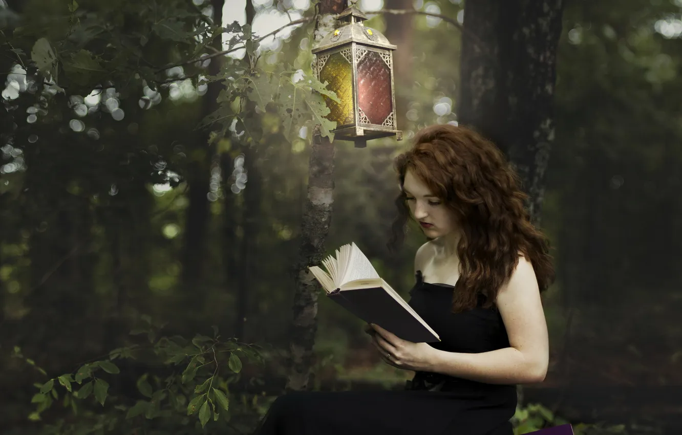 Photo wallpaper girl, mood, book