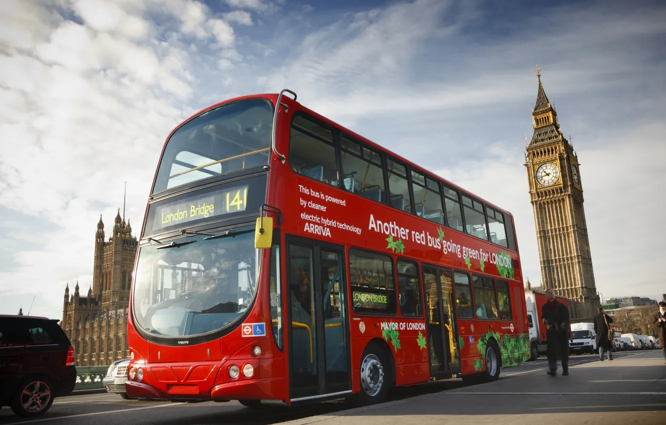 Photo wallpaper the city, London, bus