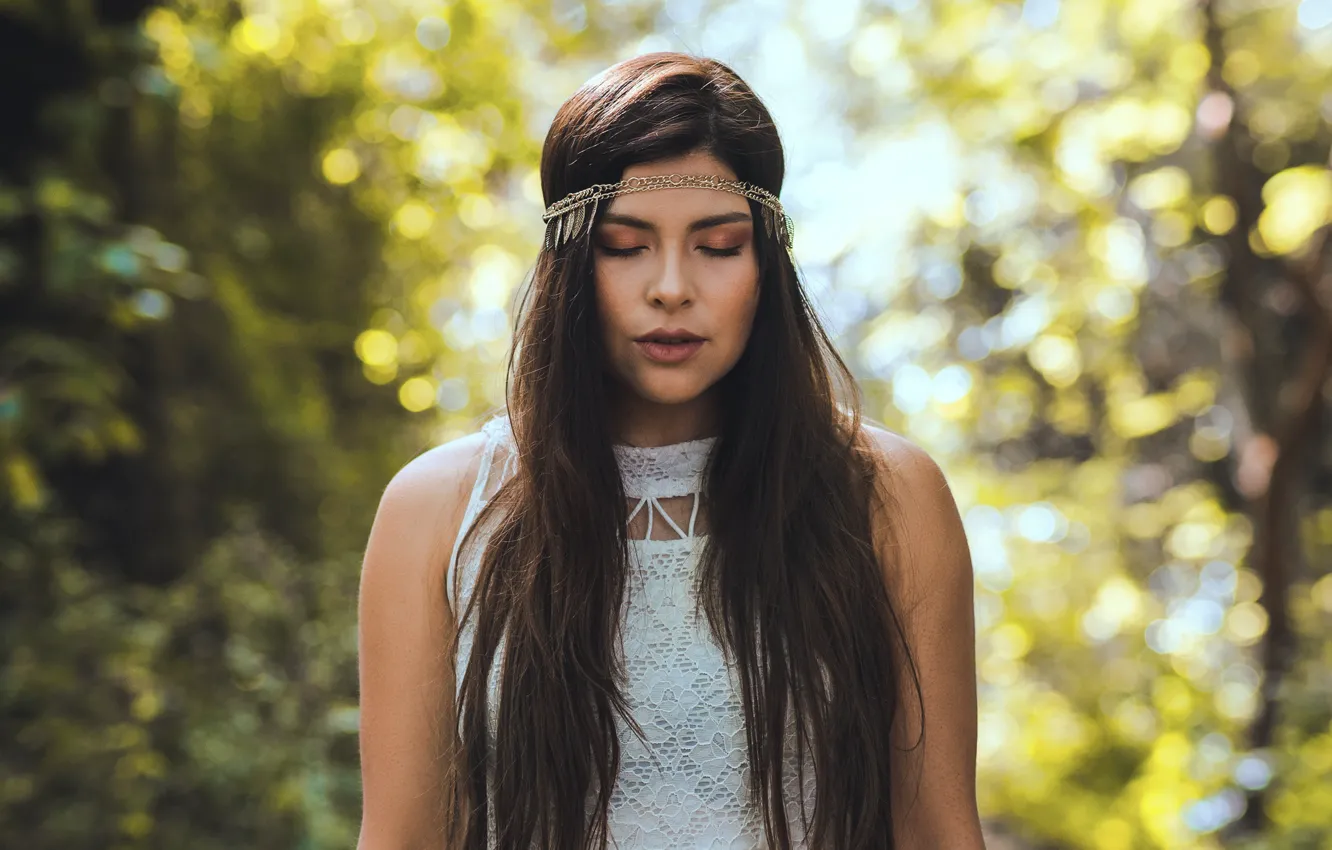 Photo wallpaper girl, portrait, brunette, long hair