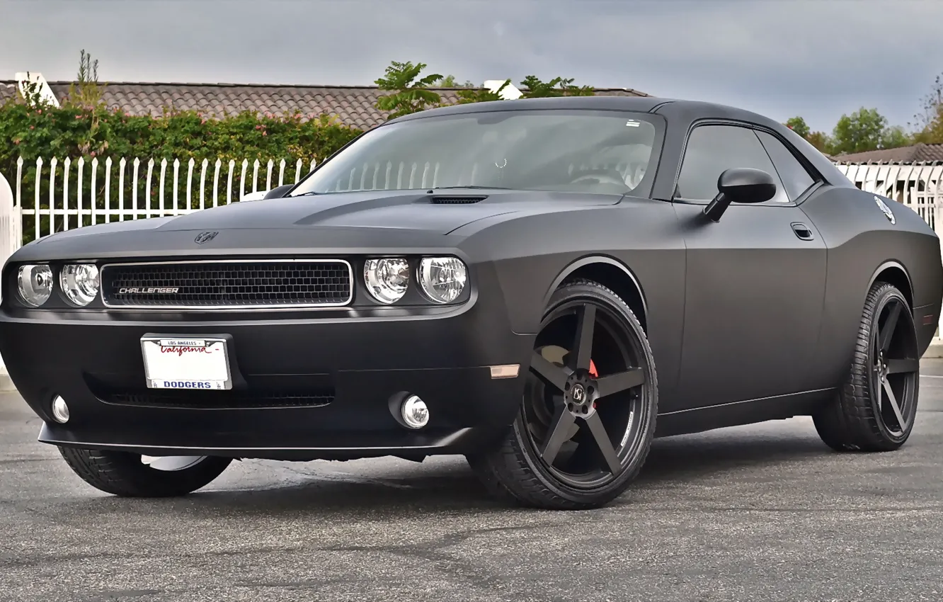 Photo wallpaper Dodge, Challenger, black, matte