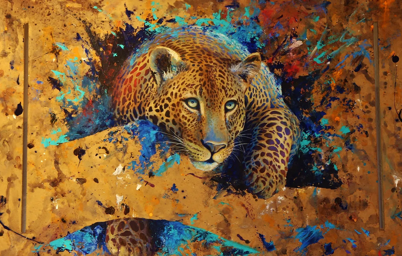 Photo wallpaper abstraction, paint, figure, predator, art, leopard