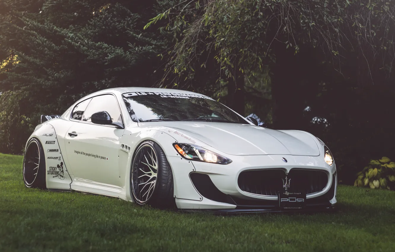 Photo wallpaper Maserati, White, Granturismo, Road, MC