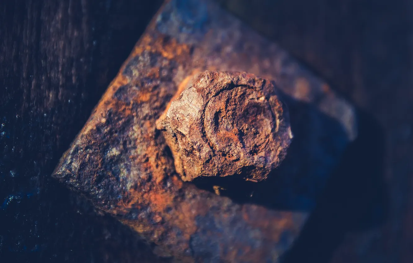Photo wallpaper macro, metal, bolt, rust