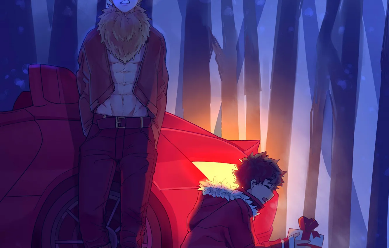 Photo wallpaper Christmas, guy, Boku no Hero Academy, My hero Academy, My Hero Academia, Midori Isuku, Bakuga …