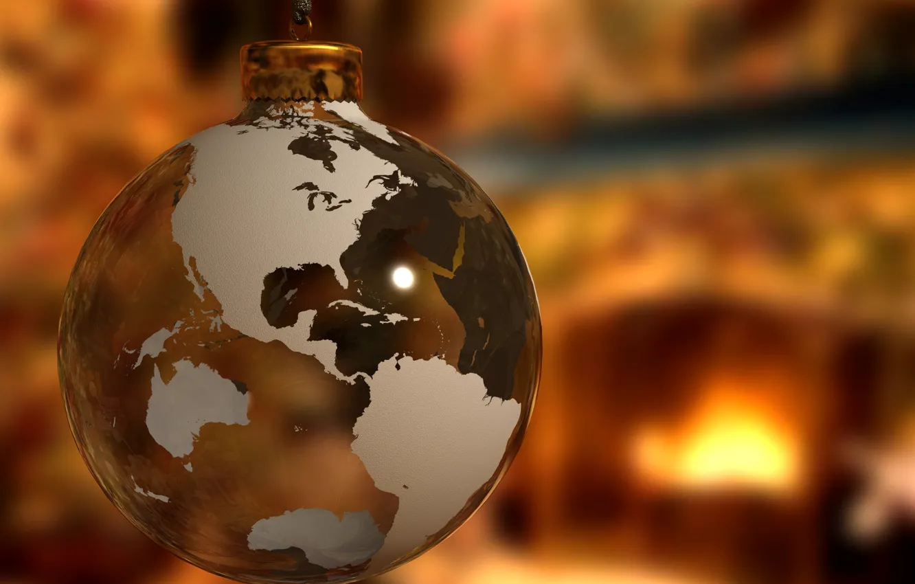 Photo wallpaper earth, toy, new year, ball, Christmas, christmas, new year