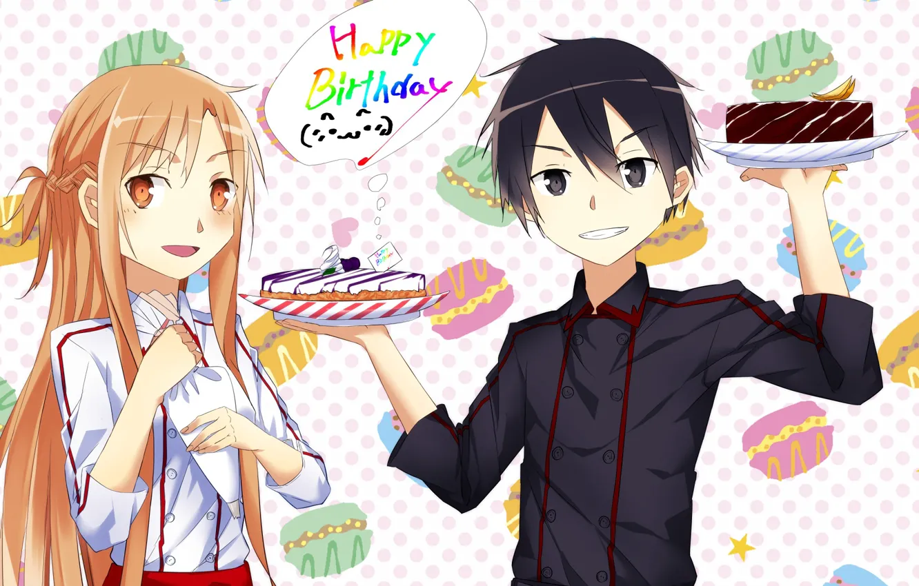 Photo wallpaper anime, art, sword art online, kirito, Asuna