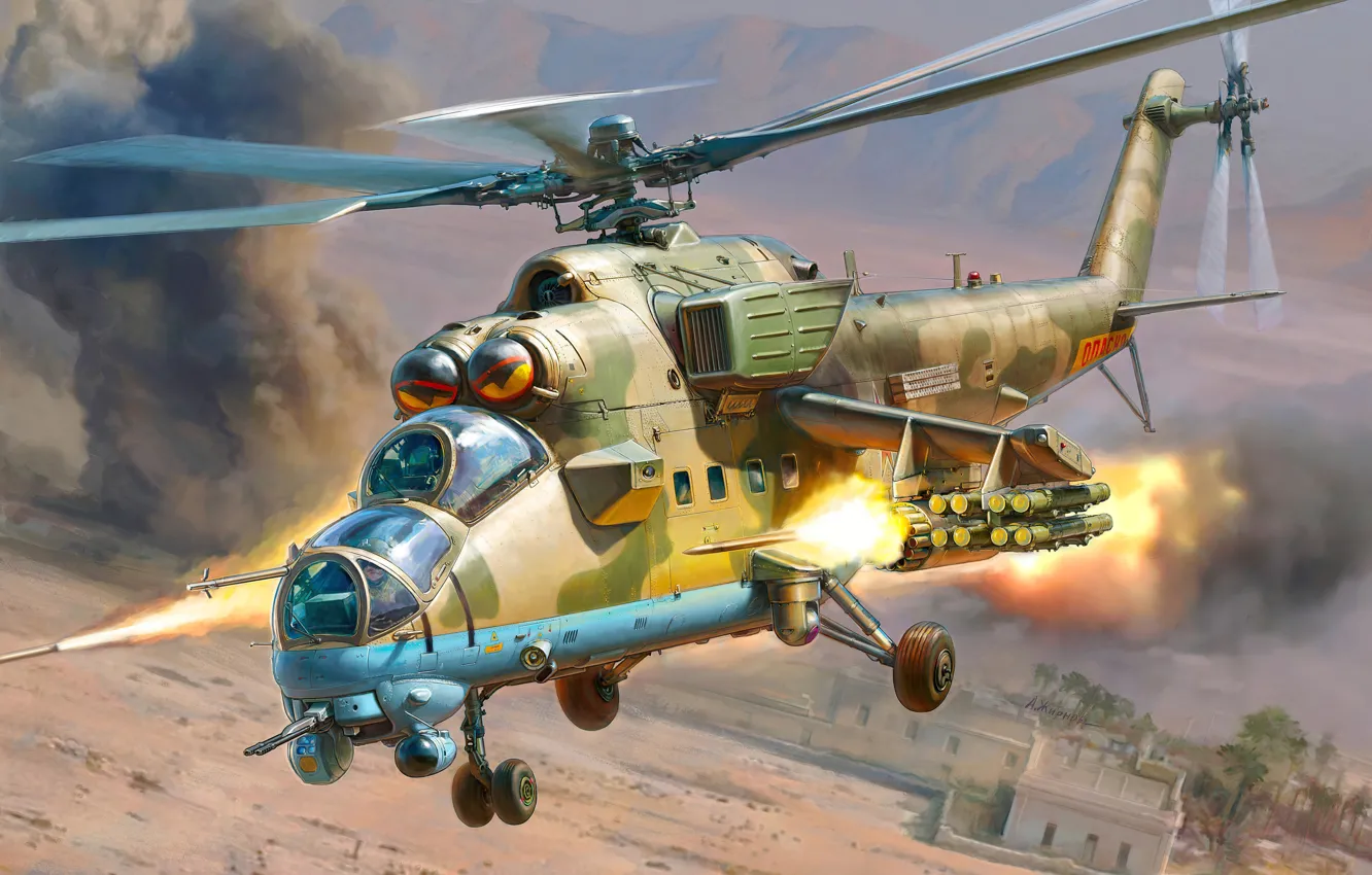 Photo wallpaper helicopter, Russia, Combat helicopter, Mi-35M