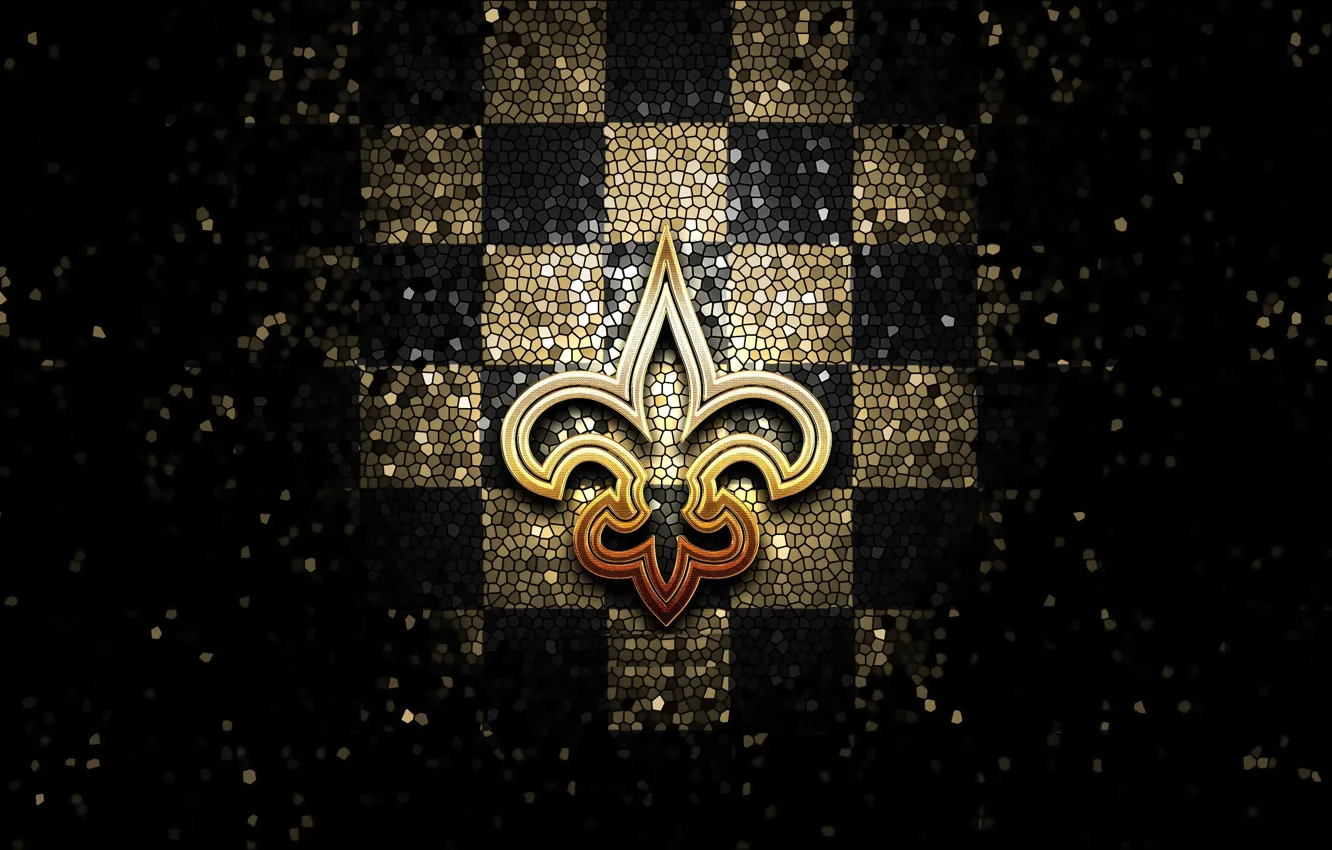 Photo wallpaper wallpaper, sport, logo, NFL, glitter, checkered, New Orleans Saints