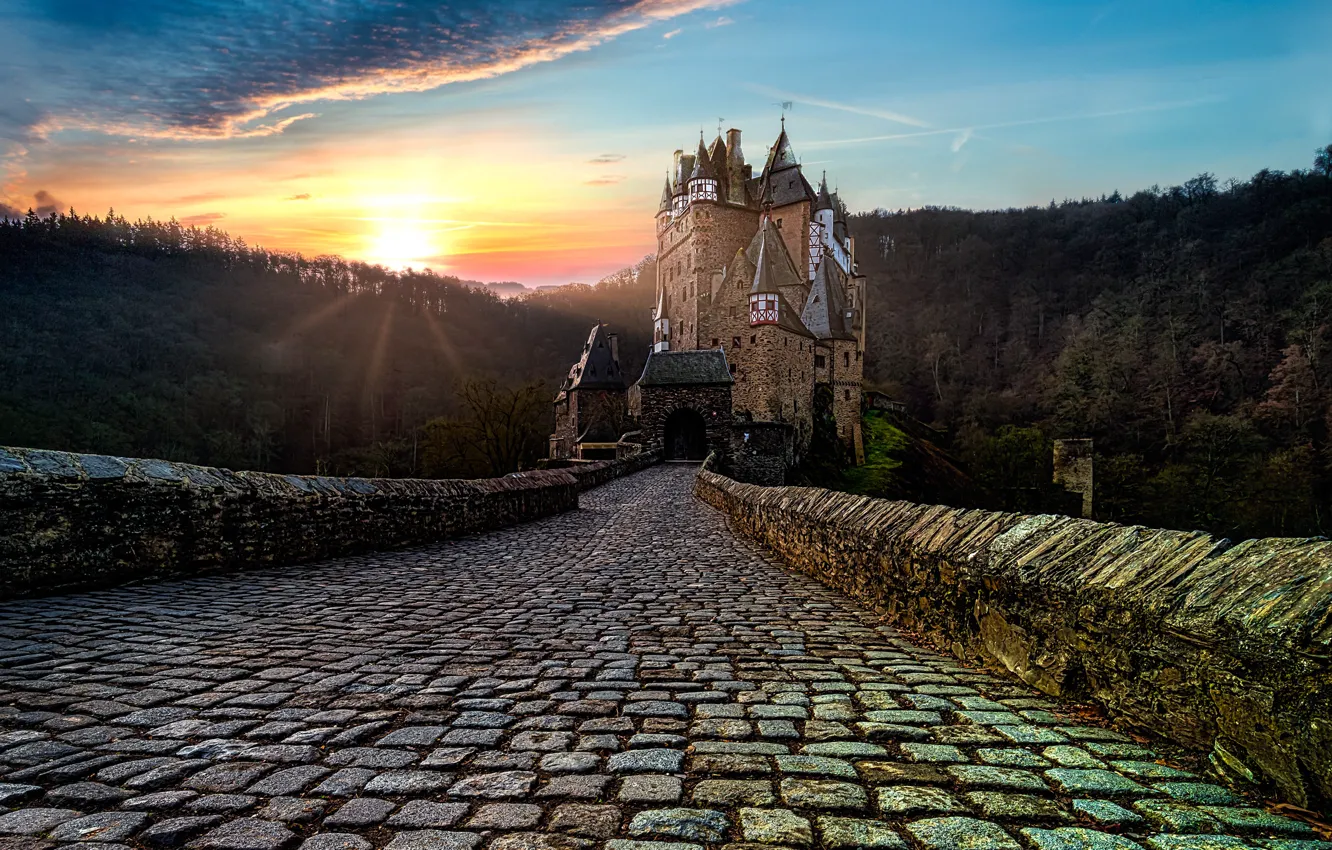 Photo wallpaper castle, Germany, bridge, ELTZ