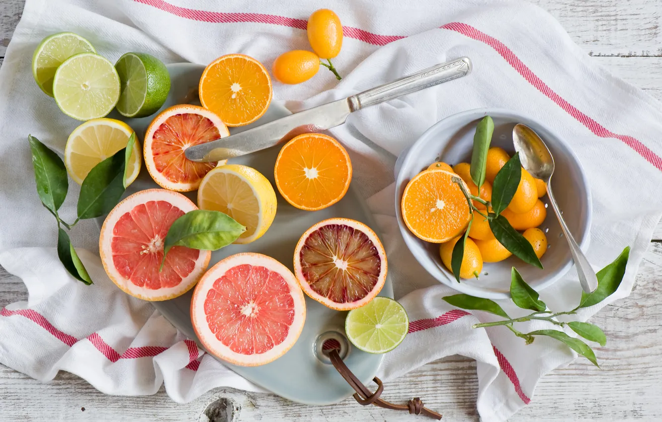 Photo wallpaper lemon, orange, lime, citrus, Anna Verdina
