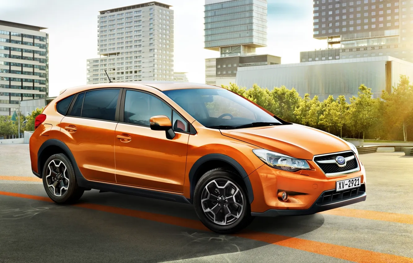 Photo wallpaper the city, background, Subaru, Subaru, crossover.the front