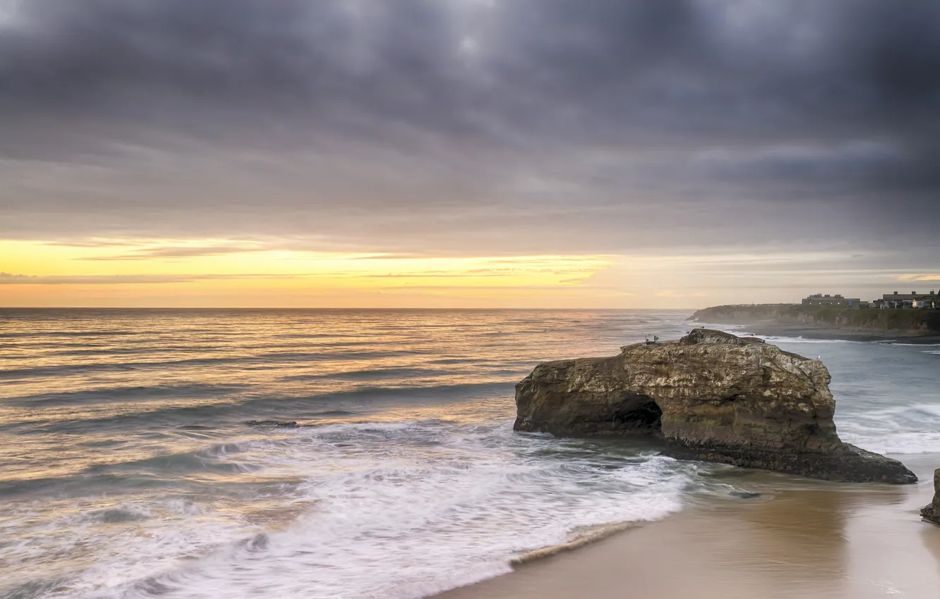 Photo wallpaper beach, rock, the ocean, shore, the grotto, Santa Cruz, Westside