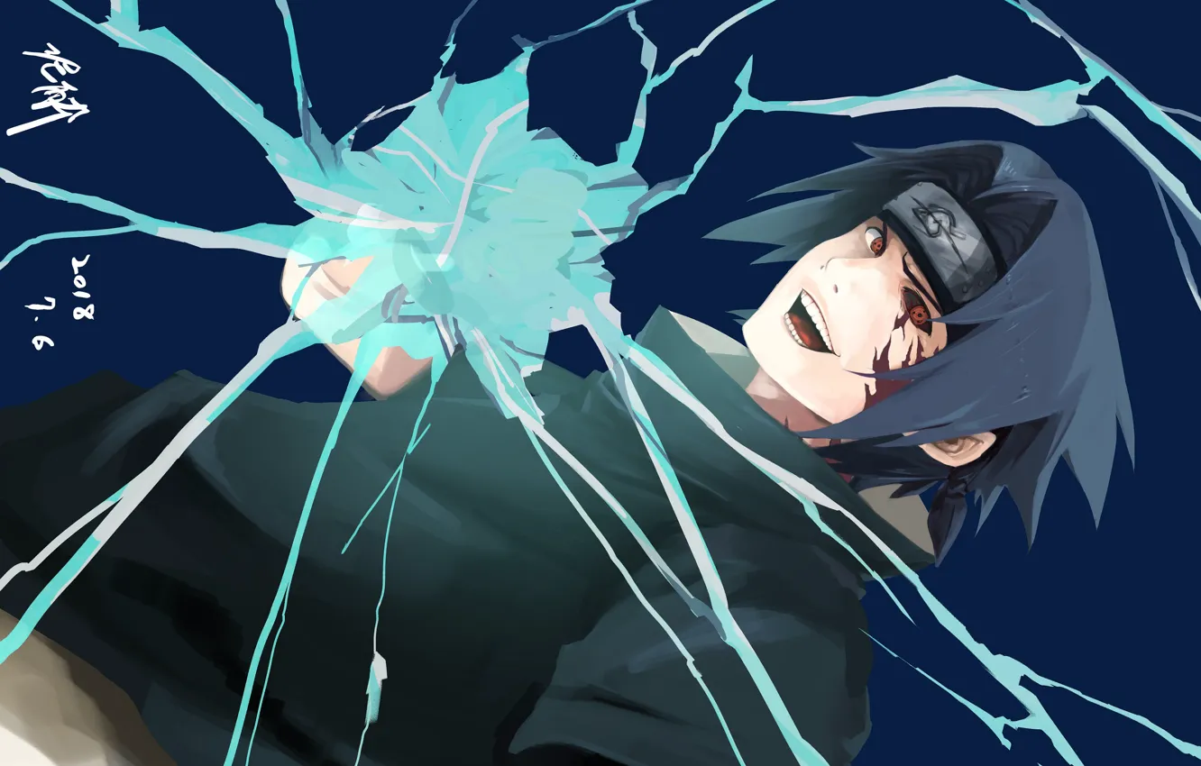 Photo wallpaper lightning, Naruto, Naruto, Sasuke Uchiha