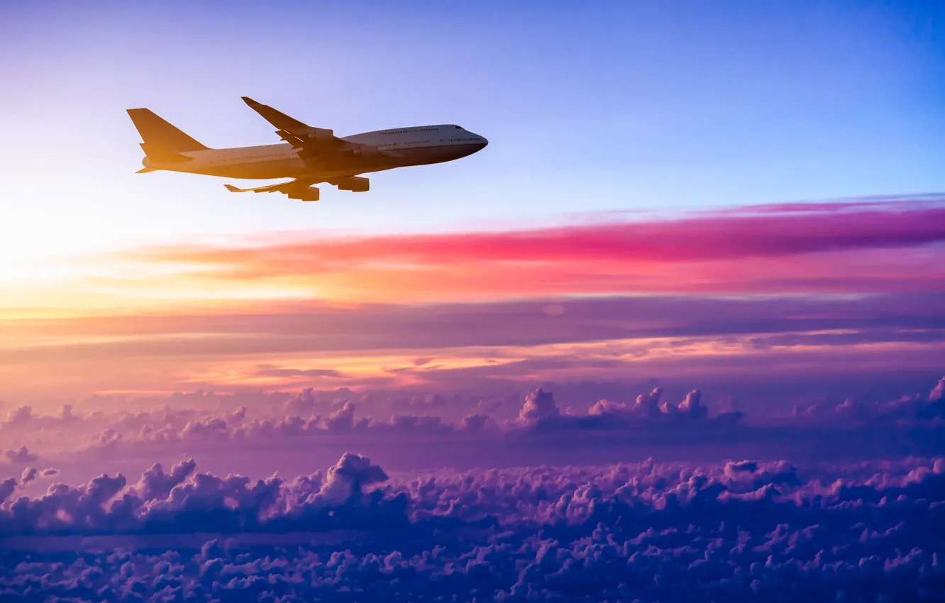 Photo wallpaper the sky, clouds, photo, the plane