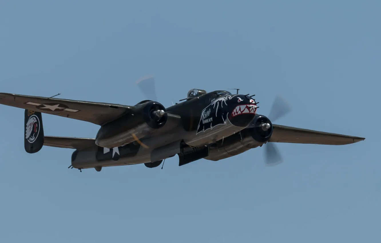 Photo wallpaper bomber, American, twin-engine, average, Mitchell, B-25