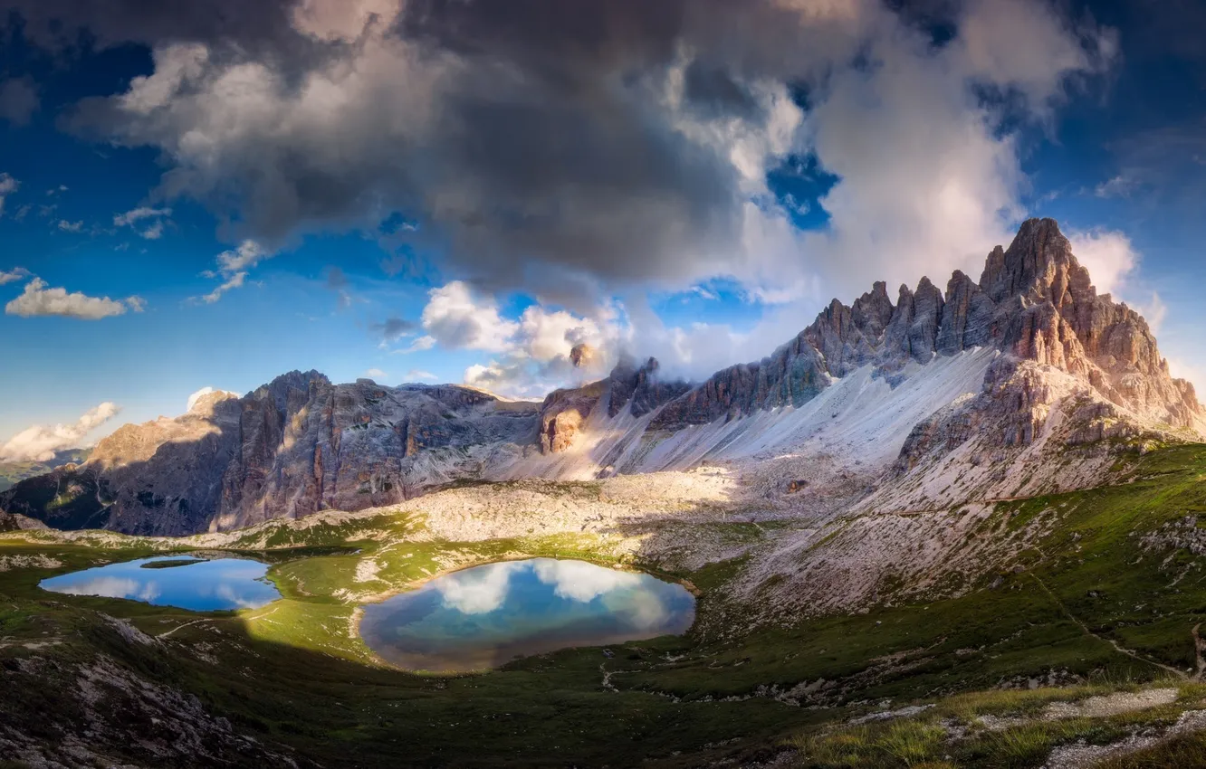 Photo wallpaper mountains, nature, lake, valley