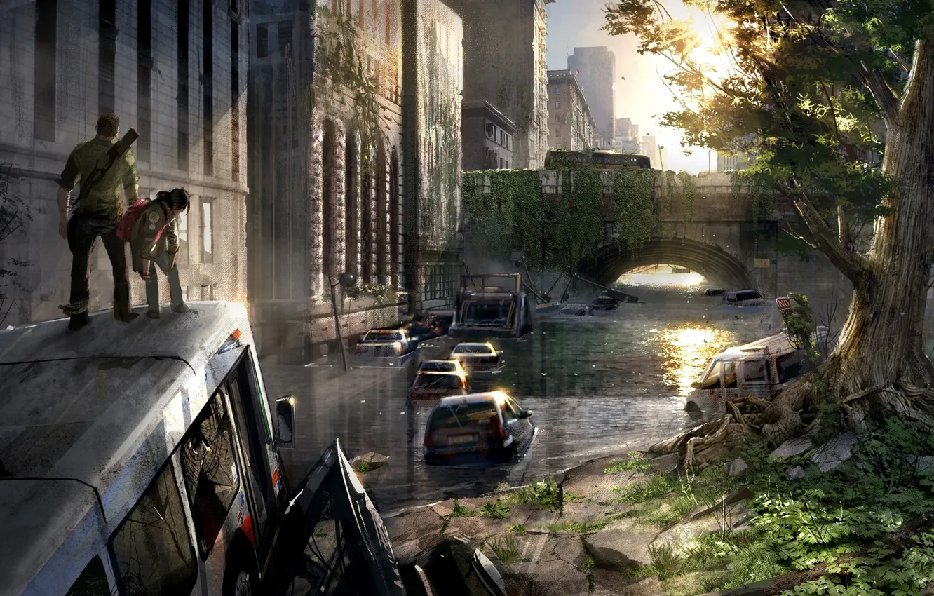 Photo wallpaper machine, the city, Apocalypse, USA, Ellie, epidemic, The Last of Us, Joel