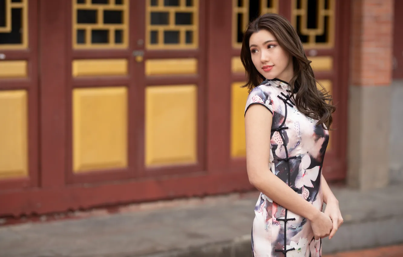 Photo wallpaper girl, dress, Asian