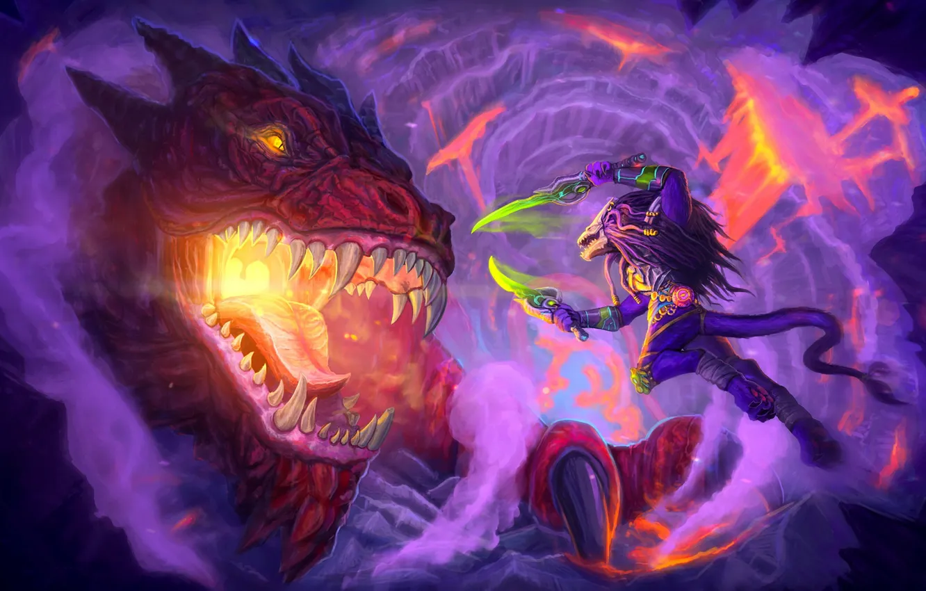 Photo wallpaper dragon, being, blade