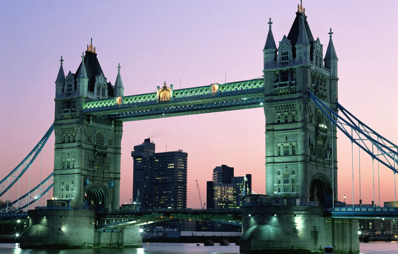 Photo wallpaper water, bridge, the city, England, London, the evening