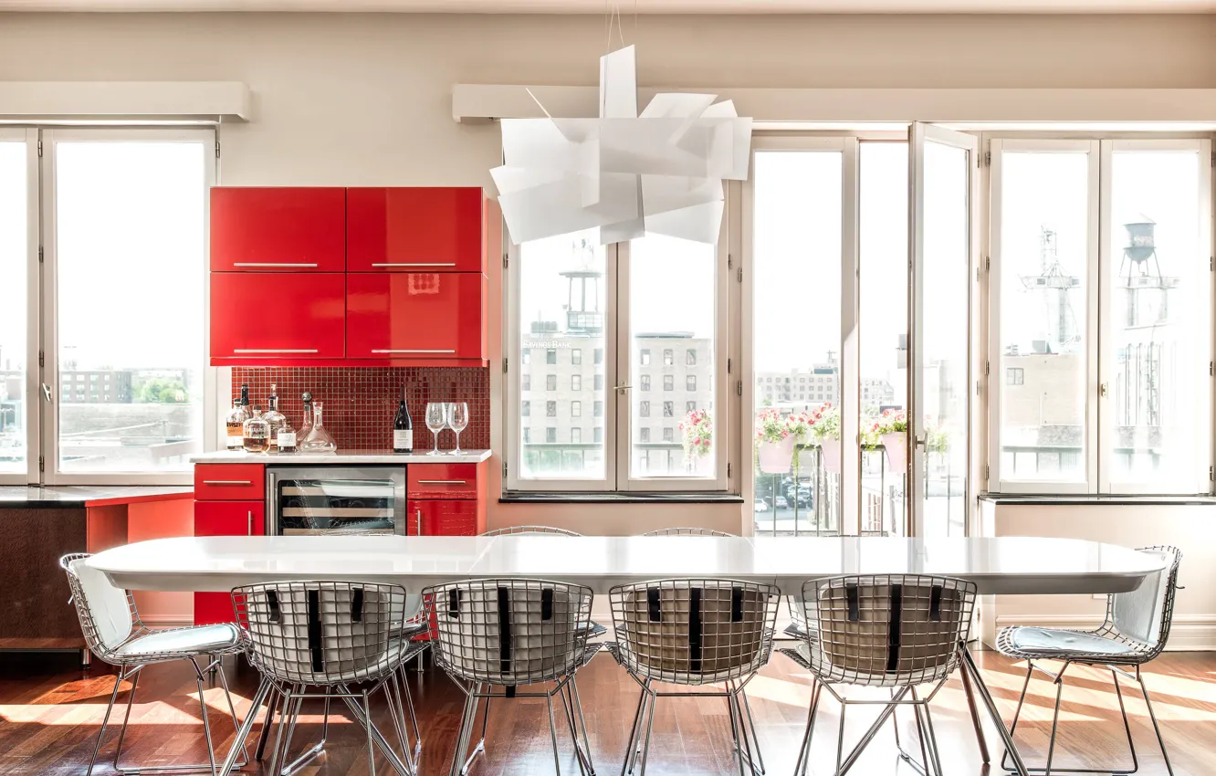 Photo wallpaper the city, style, room, interior, apartment, dining room