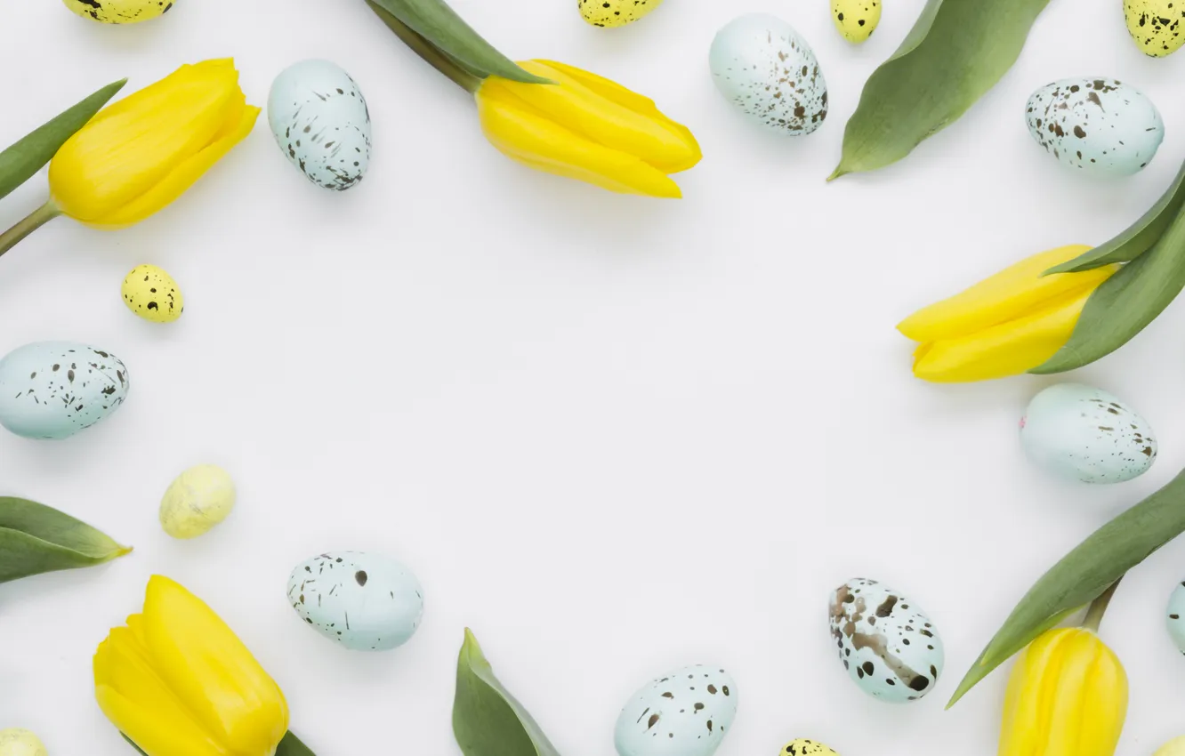 Photo wallpaper flowers, eggs, spring, colorful, Easter, flowers, tulips, spring