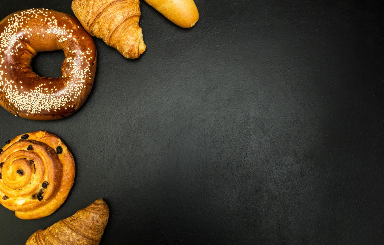 Photo wallpaper donuts, cakes, buns, croissant