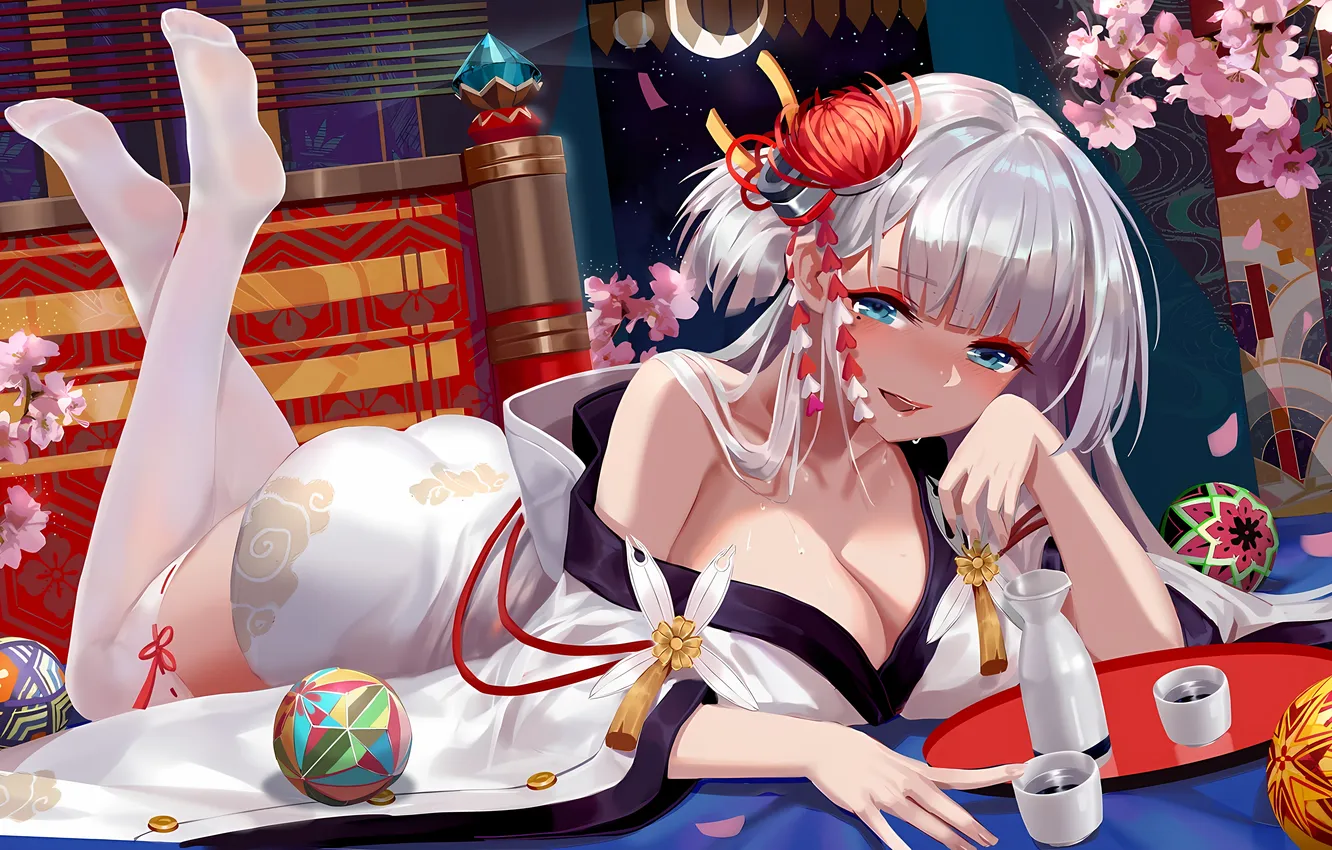 Photo wallpaper girl, moon, sexy, ass, wet, cleavage, thighhighs, dress