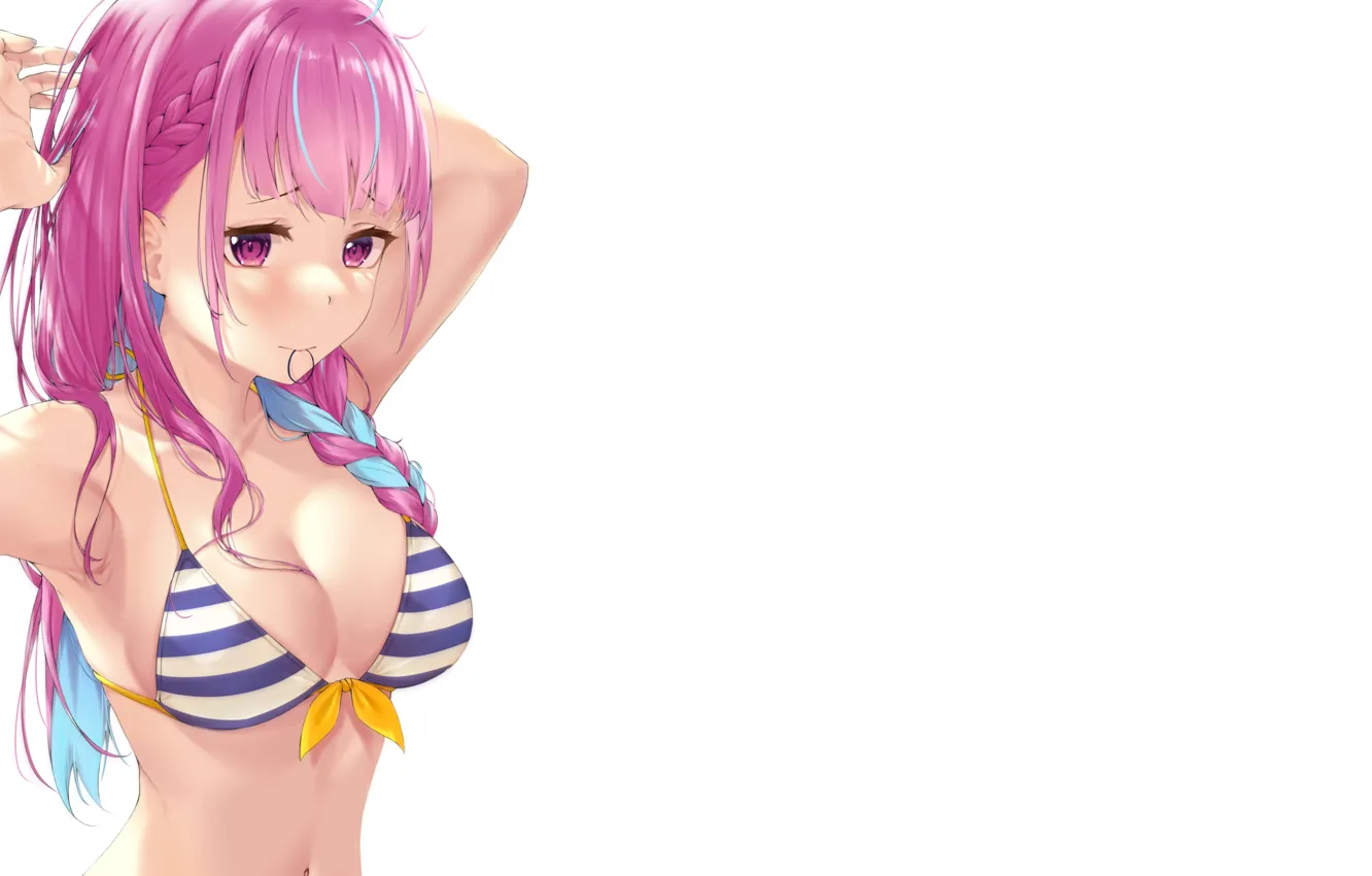 Photo wallpaper kawaii, boobs, anime, stripes, breasts, cute, bikini, oppai