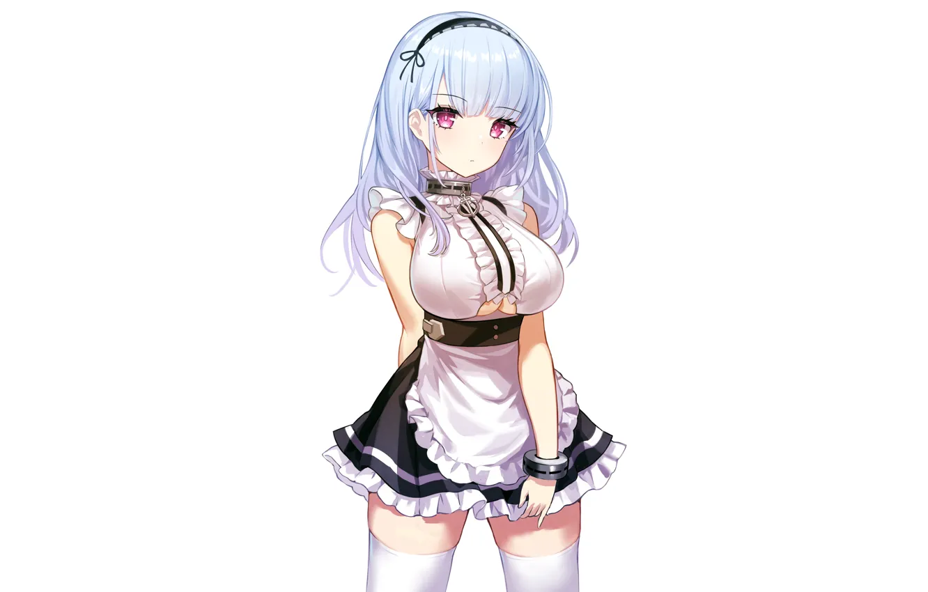 Photo wallpaper girl, sexy, cleavage, thighhighs, long hair, dress, boobs, anime