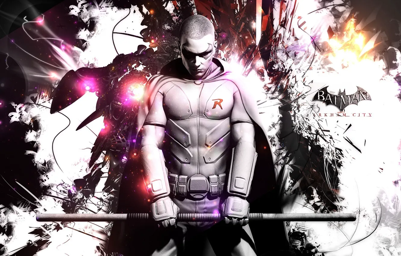 Photo wallpaper Batman, Robin, arkham city