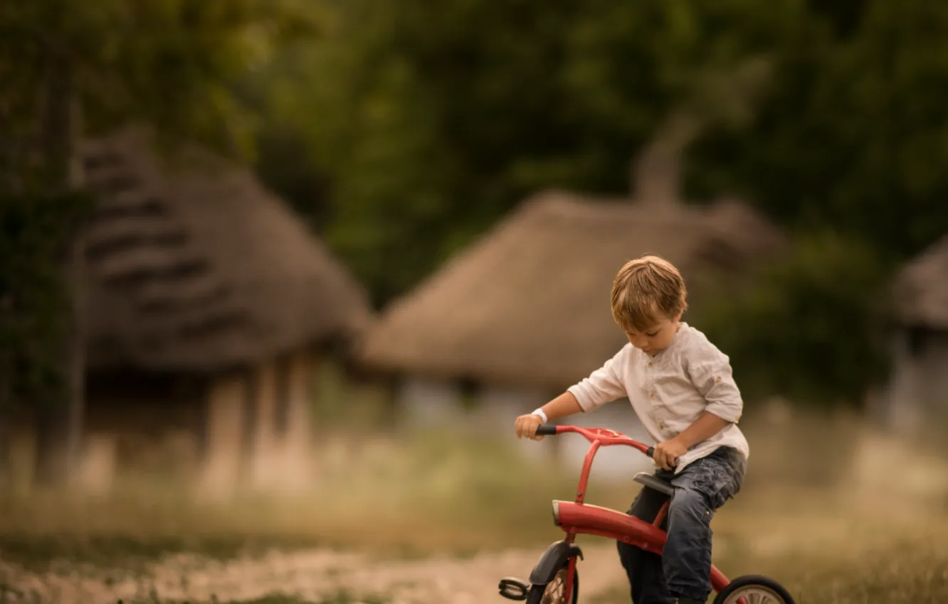 Photo wallpaper bike, childhood, boy