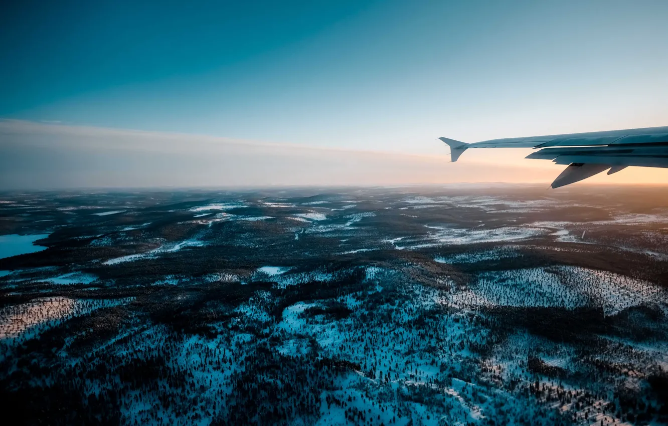 Photo wallpaper sky, trees, wood, winter, view, snow, Landscapce, plane