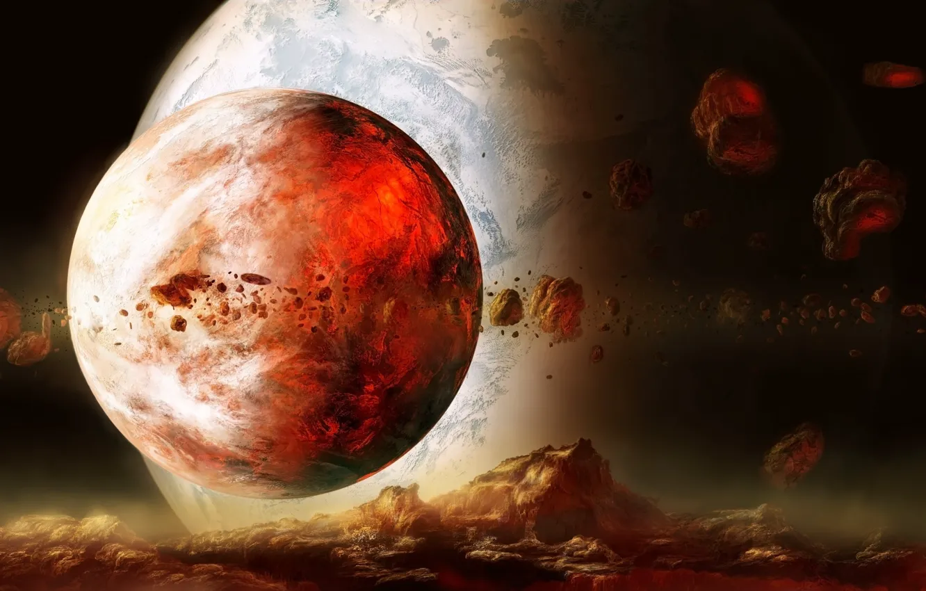 Photo wallpaper red, rocks, planet, large, Sci Fi