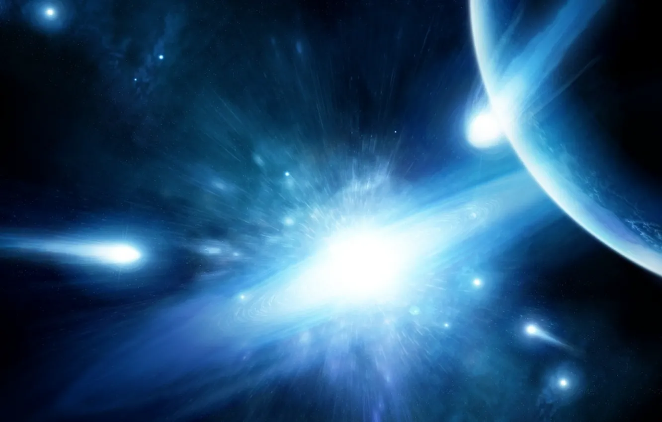 Photo wallpaper light, planets, sci fi