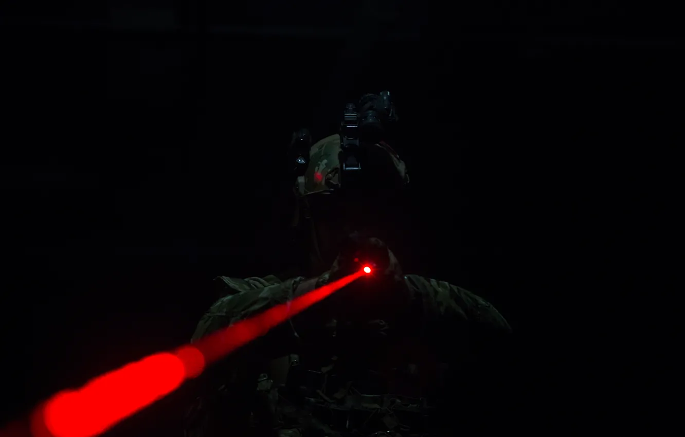 Photo wallpaper soldiers, male, equipment, laser sight