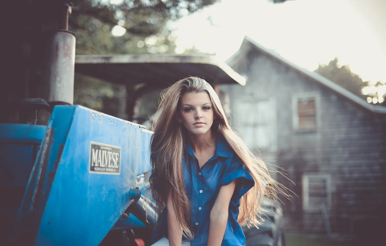 Photo wallpaper look, girl, home, blonde, bokeh