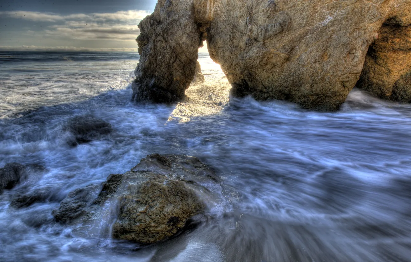 Photo wallpaper sea, landscape, nature, rocks