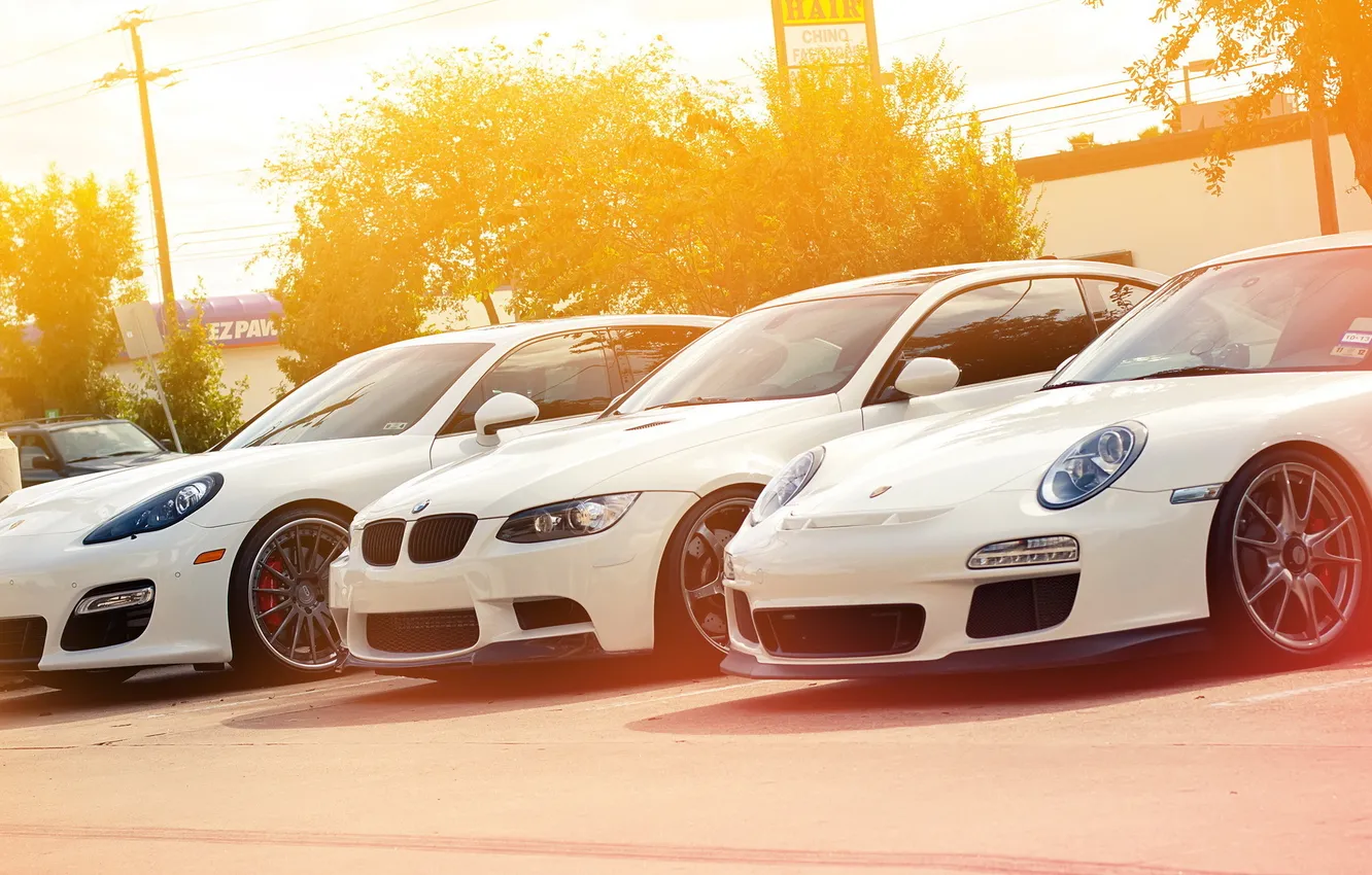 Photo wallpaper white, tuning, 911, Porsche, BMW, Panamera, supercar, Turbo