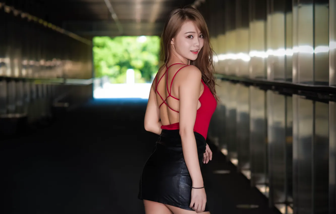 Photo wallpaper girl, face, style, skirt