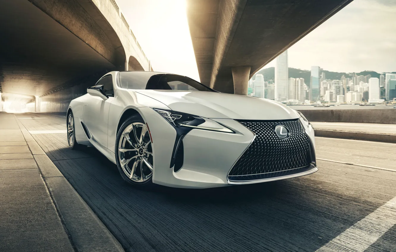 Photo wallpaper road, car, machine, white, Lexus, car, road, asphalt