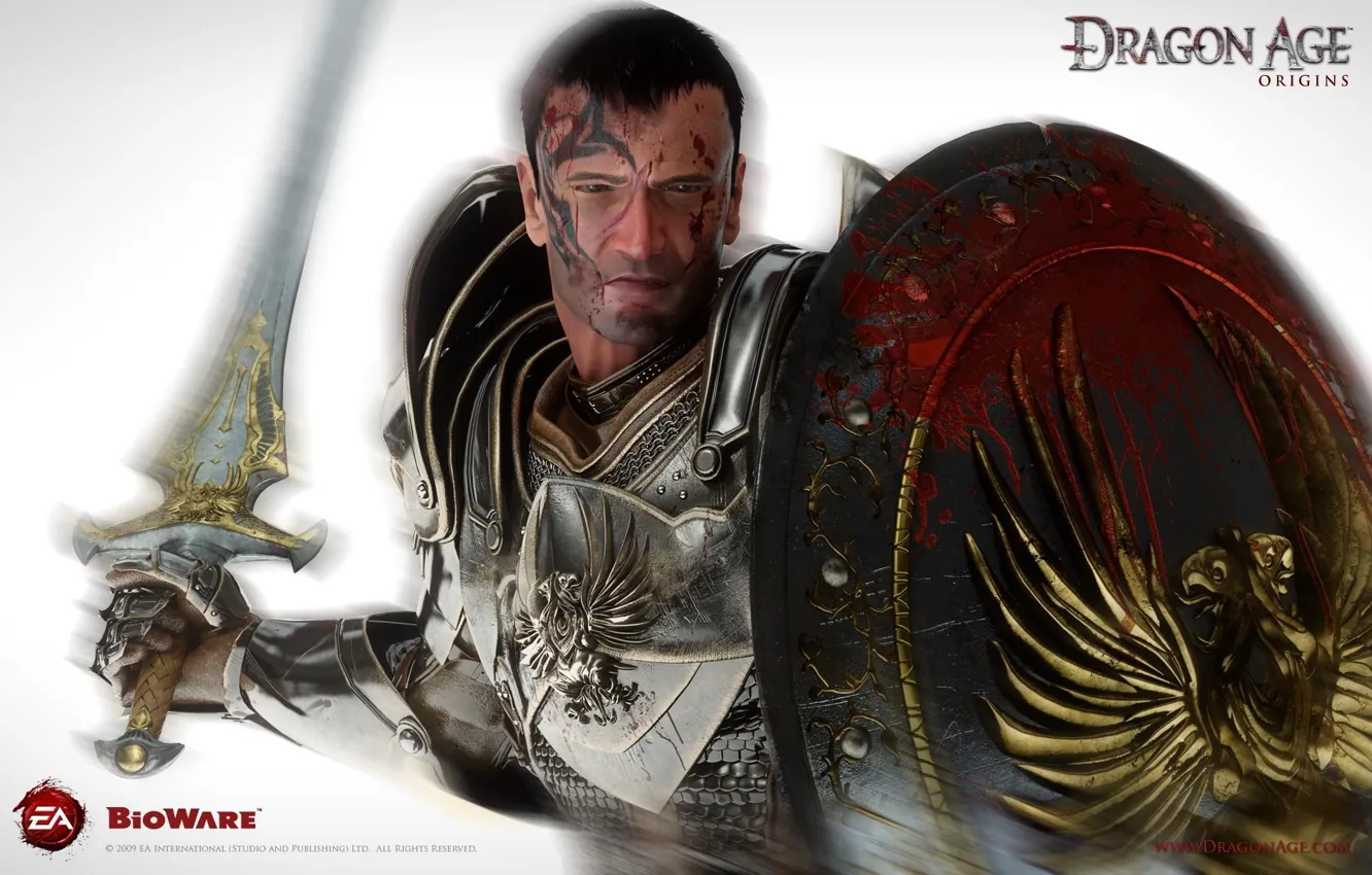Photo wallpaper Sword, Warrior, Shield, Grey Warden, Grey Warden, Dragon Age: Origins