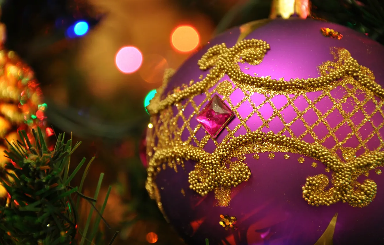 Photo wallpaper balls, decoration, background, pattern, toy, tree, new year, sequins