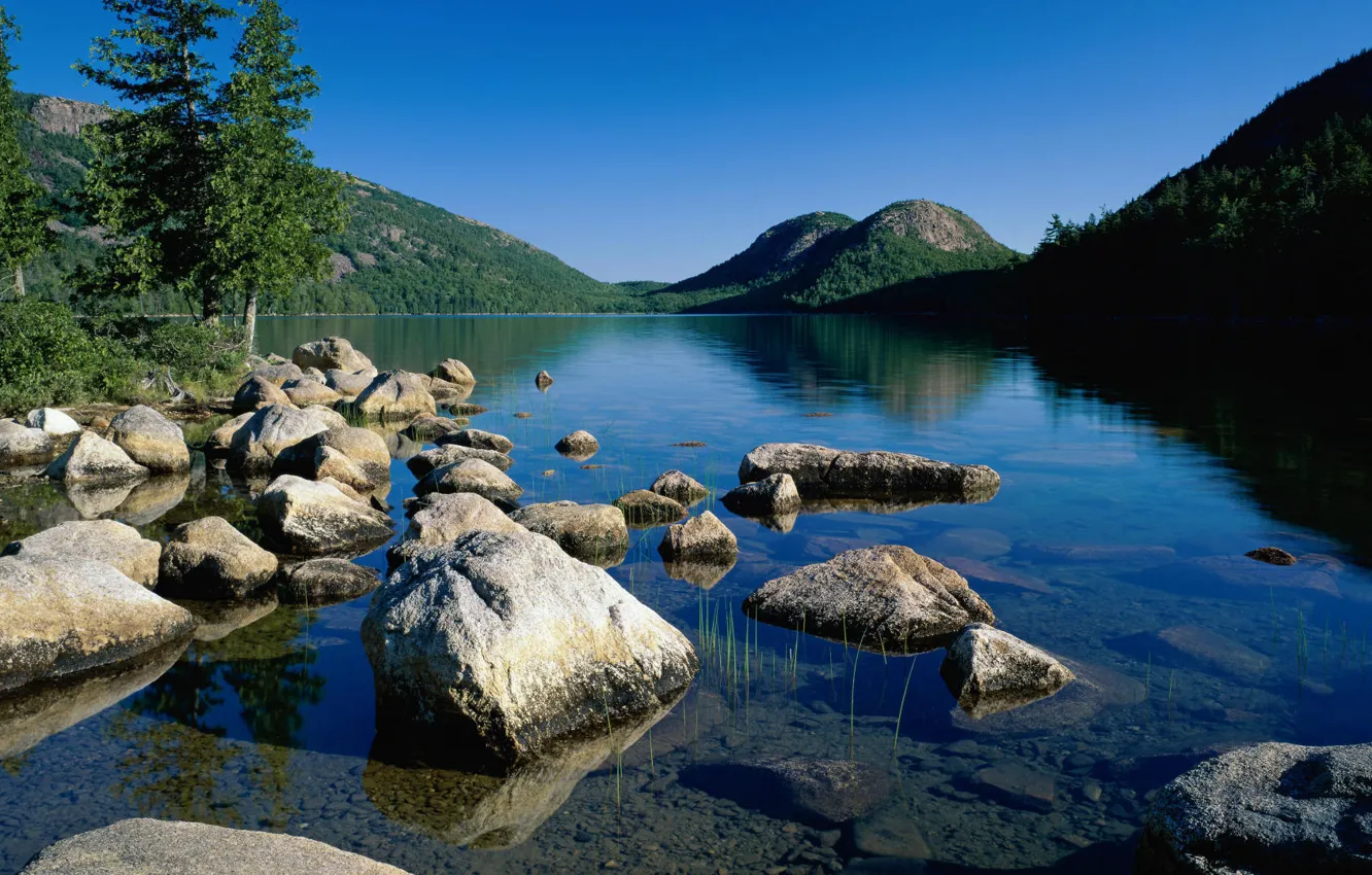 Photo wallpaper lake, Park, pond, Park, Jordan, national, National, Acadia