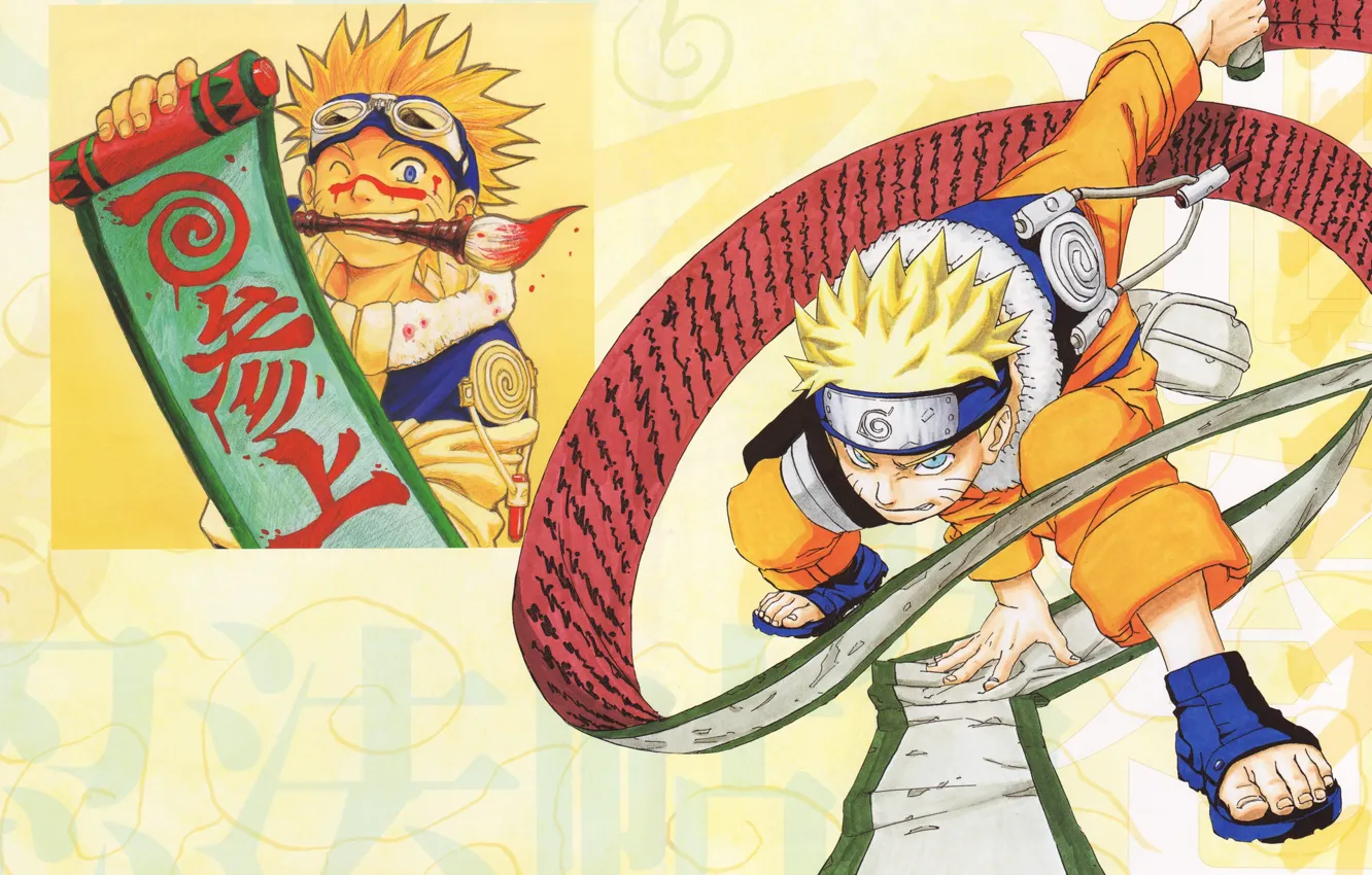 Photo wallpaper Naruto, Naruto, brush, scroll, Uzumaki Naruto